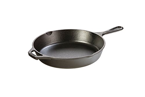 Lodge Seasoned Cast Iron Skillet With Scrub Brush- 10.25 Inches Cast Iron Frying Pan With 10 Inch Bristle Brush #TOP1