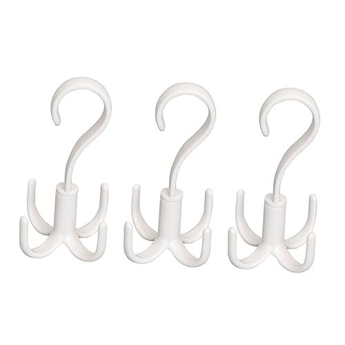 OUNONA 3pcs Rotating Hooks Organizer for Closet Multifunctional Hanger for Ties Scarves Belts and Shoes Creative White Design for Efficient Storage
