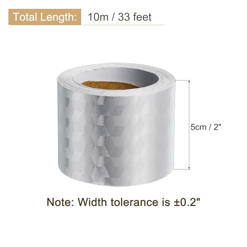 Image of uxcell Wood Grain Tape, 2 inch x33 Ft Self Adhesive Wood Grain Repair Patch for Baseboards, Doors, Floor Repair, Furniture Home Decor Silver