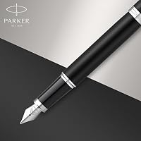 Parker IM Füller | Mattschwarz mit Chrom-Zierteilen | Füllfederhalter mit mittlerer Feder und blauer Tinte | Geschenkbox – Ansicht 5