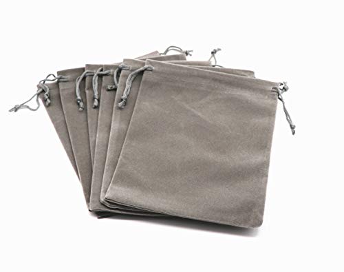 Lady Seven 6pcs 7  X 5  Velvet Cloth Jewelry Pouches Drawstring Bags (Gray)