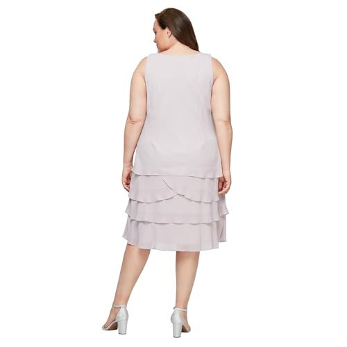 Image of S.L. Fashions Women's Mother of The Bride Tiered Jacket Dress with Shoulder Embellishment