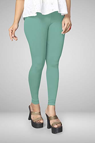Image of Women's Cotton Skinny Leggings with Ankle Length Solid Pattern Mid Rise and Elastic Closure | Cotton Skinny Leggings for Womens