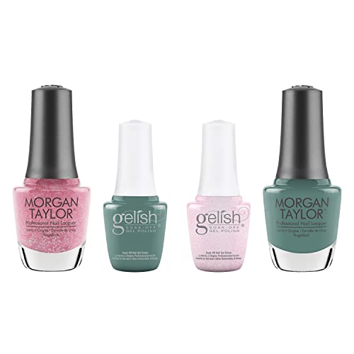 Gelish Mini and Morgan Taylor Spring 2022 Full Bloom Polish Manicure Set with 2 Soak-Off Gel Polishes and 2 Nail Lacquer Polishes, 4 Pack