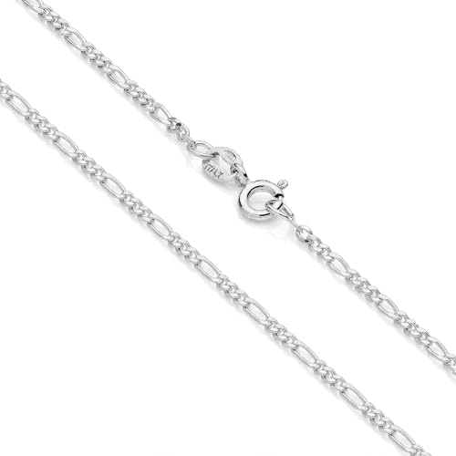AKA Gioielli - Chaîne Maille Figaro 1.7 mm Argent Massif - Collier Femme Homme Garçon Argent 925 Sterling Rhodié - Longueur 45 cm