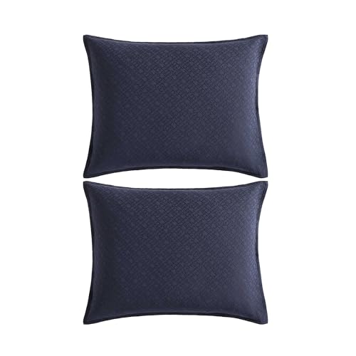 Tommy Hilfiger - Comforter Set, Luxuriously Soft Cotton Matelassé Bedding with Matching Shams, Textured Design (Monogram Navy, King) by Tommy Hilfiger - Used condition - Image 8