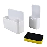 Magnetic Pen Marker Holders White 2PCS + Magnetic Whiteboard Eraser, Adjustable Magnetic Pen Holder Magnetics Marker Holder, Whiteboard Pen Holder Magnetics Pencil Holder Organizer Whiteboards Locker