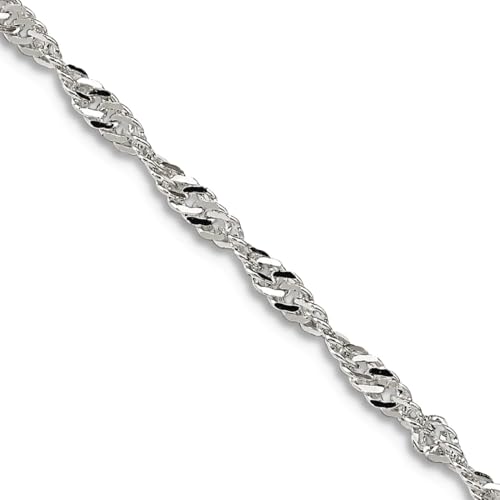 Chaîne Singapour argent 925 homme femme : collier maille torsadée 2 mm avec rallonge