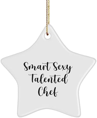 Funny Chef Star Ornament Gifts from Friends to Men, Smart Sexy Talented Chef Inspiration, Star Shaped Decor for Christmas image 2