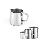 LATRAT 150ml Milch Aufschäumkrug Edelstahl - Barista Zubehör, Kaffee Creamer Milch Aufschäumer Kännchen Tasse, Perfekt für Espresso Cappuccino und Latté