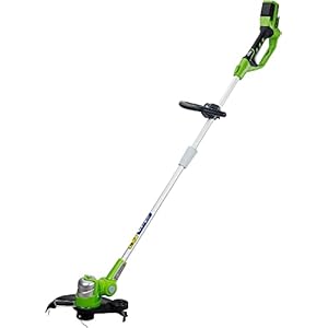 Greenworks G24LT30M Accu Grastrimmer met Wiel voor Kleine tot Middelgrote Tuinen, 30 cm Maaibreedte, Automatische Invoer 1,65 mm Nylondraad, ZONDER 24V Accu en Oplader
