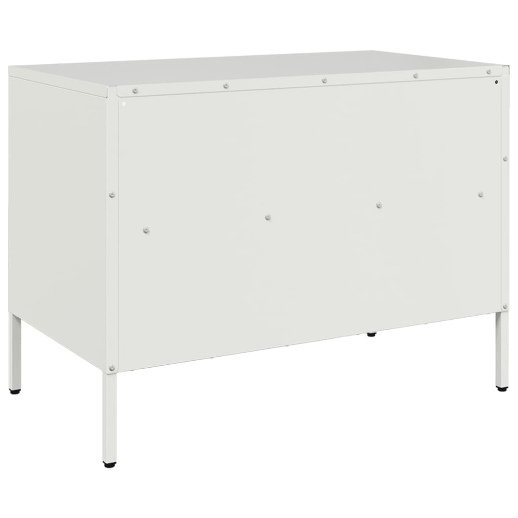 Genérico Mueble TV Blanco 68 x 39 x 50,5 cm Acero | Patas regulables, almacenamiento revistas, fácil limpieza, fijación de pared incluida