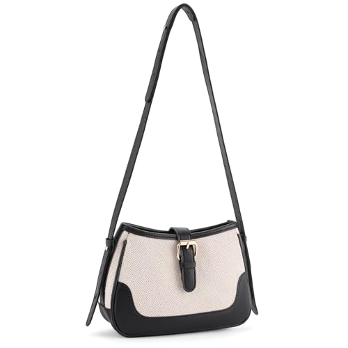 FALAN MULE Shoudler Bag for women Small Vegan Leather Crossbody Purse Cute Hobo Handbag Trendy Underarm Purse (A-Black)