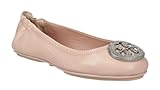 Tory Burch Women's Shell PInk Silver Pave Logo Ballet Flats Shoes (US Footwear Size System, Adult, Women, Numeric, Medium, 8.5)