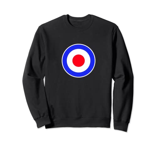 Estilo retro Mod Roundel Diseño Rojo Blanco Azul Blanco Círculos Sudadera