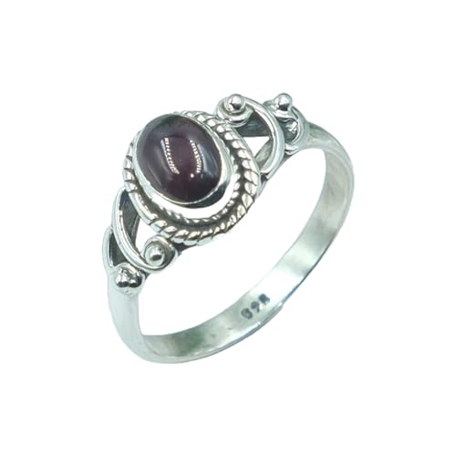 Natural Top Quality Red Garnet Gemstone Red Stone 925 Sterling Silver Handmade Unique Design Engagement Promise Ring Jewelry Gift for Women (8)