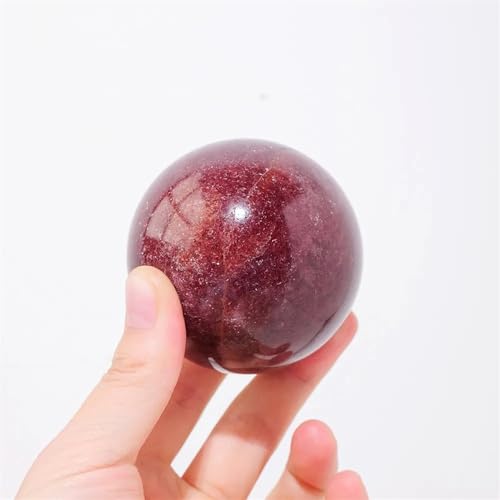 1pc Strawberry Quartz Ball Magic Crystal Ball Improves Love Fortune Gem Decoration Divination Gift Ornaments (Color : 4-4.5cm)
