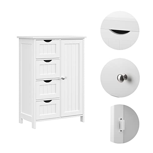 Irontar Bathroom Floor Cabinet, Freestanding Storage Cabinet With 4 Drawers And Adjustable Shelf For Entryway Storage, Home Office Furniture, White Cwg005W #TOP6
