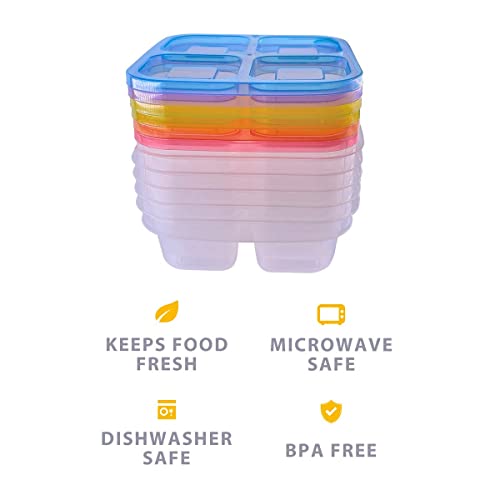 Finorder 4-Compartment Snack Bento Box,Set Of 6 Reusable Food Containers For Kids And Adults,Meal Prep Container,Bento Lunch Boxes (Classic Color Set) #TOP2