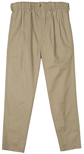 Creekwood Big and Tall Elastic Waist Pleated Cotton Twill Pant - Khaki - Main Image