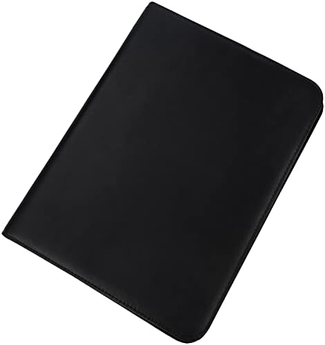 Kurtzy A5 Black Faux Leather Conference Folder - Fold Over Business Office Work Portfolio Organiser - Padfolio Folder with Pocket Document Resume File, Card Holder, Clipboard & Memo Writing Pad