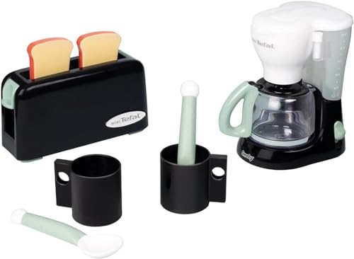 Smoby - Tefal Petit Déjeuner - Grille Pain Fonction Mécanique - Cafetière Express - Tasses + Cuillères - A Partir de 3 Ans