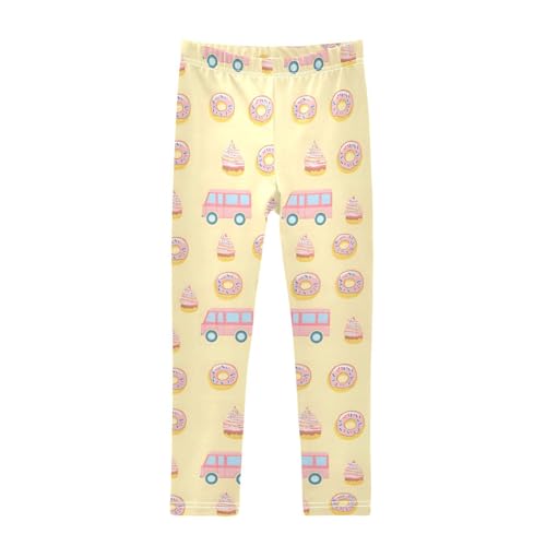 ALAZA Girls' Leggings Children's Yoga Pants Skinny Printed Dance Donut Dessert Cart Comfortable 4T