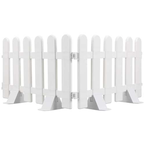 KONTONTY 2Piezas Valla de Jardín Blanca Decorativa Bases Redondeadas Resistente al y Reutilizable para Patios y