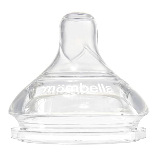 Mombella Replacement Nipple, Slow Flow for Newborn 0-1 Month, Only Fits Mombella Classic Glass Feeding Bottle, Food-Grade Soft Silicone Breastfeeding-Like Nipple, Baby Bottle-Feeding Supplies