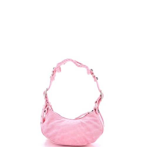 Pre-Loved Le Cagole Giant Studs Shoulder Bag Terry Cloth XS, Pink3