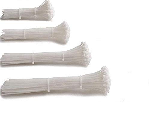 CONTACT Assorted 6, 8, 10, 12 Inch Nylon Cable Ties Zip Wire Organiser Ties, Total 300 Pieces - (Combo 2, White)