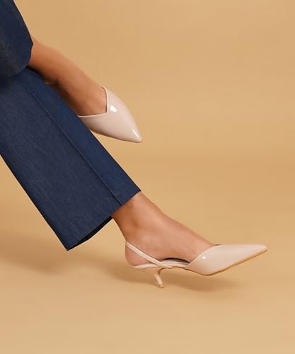Image of JM LOOKS Sophisticated Pointed Toe Kitten Heels With Elegant Slingback Straps For Professional And Evening Occasion Wear