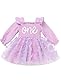 FYMNSI Baby M�dchen 1. Erster Geburtstag Outfit Schmetterling Langarm Weihnachten Partykleid Bodykleid Prinzessin T�ll Kleid Strampler mit Stirnband Herbst Winter Kleidung Fotoshooting Lila 12-18M