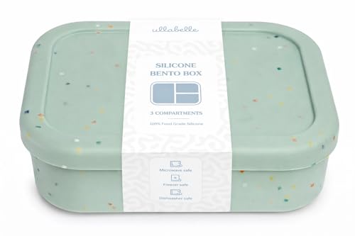 Image of Ullabelle Silicone Bento Box |Portable, Leak Resistant, Food-Grade (green confetti bento), Standard