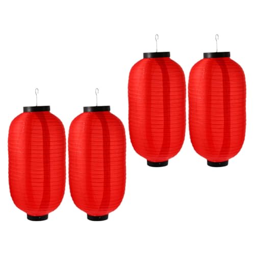 Gadpiparty Faroles Colgantes Chinos para Exterior 4 Piezas de 20 CM Linternas Rojas de Tela de Seda Resistentes al Agua para Decoración de Jardín Patio y Restaurante