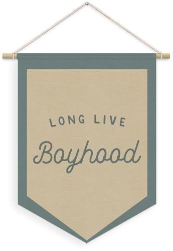 XYDEG Boys Room Decor, Long Live Boyhood Linen Canvas Banner, Boy Nursery Wall Hanging Pennant Flag Banner for Boys Kids Toddler Room Bedroom Playroom Decor, 15x11in - Blue