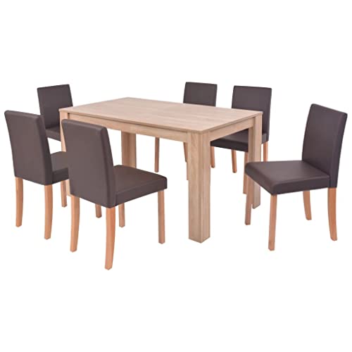 CIADAZ - CIADAZ Chaises et Table à Manger 7 pcs Cuir Artificiel Chêne Marron,Meubles,Ensemble de meubles,Ensemble de meubles pour cuisine et salle à manger-243530