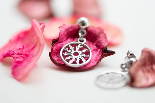 Boucles d'oreilles Eguzkilore argent 925 fleur basque circulaire artisanale - 4