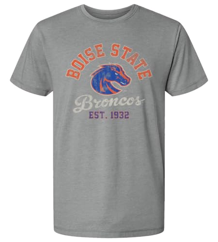 NCAA Officially Licensed Apparel Boise State University Est 1932 Apparel BSU Broncos Logo Unisex BSUB1006 Unisex Vintage Washed T-Shirt Boise01P Washed Grey Large