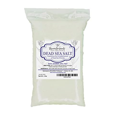 RESURRECTIONbeauty 100% Pure Dead Sea Salt, Bulk Bath Salts for Home Spa & Salt Scrub, Bath & Foot Soak, 2 lb Cover