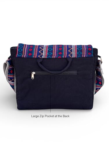 Image of The House of tara Handloom Fabric Messenger Bags for Women | Cotton Canvas Laptop Sling Bag Upto 15.6 Inches | Stylish Crossbody Sling Bag Comes with Flap Closure.