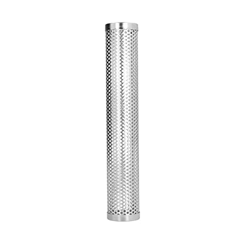 Smoker Box Smoke Tube BBQ Pellet Smoker 304 Stainless Steel Cylindrical Design with Large Capacity Diffusion Holes for Outdoor Camping Grilling (Length 30.6CM* height 5.3CM