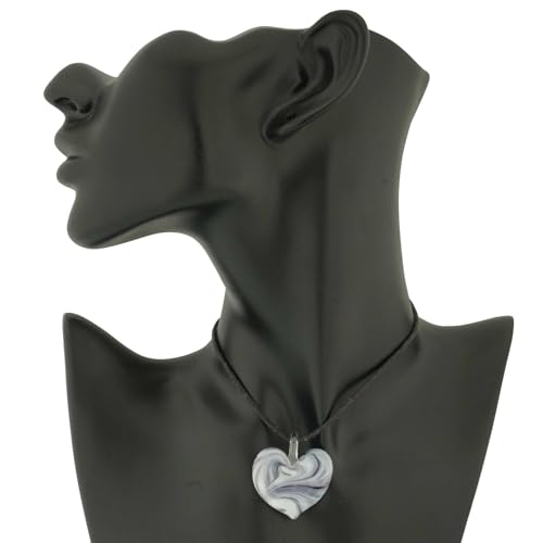 Glass Of Venice Murano Glass Venetian Marble Design Italian Handmade Heart Pendant - White and Purple Murano Glass Jewelry for Women3