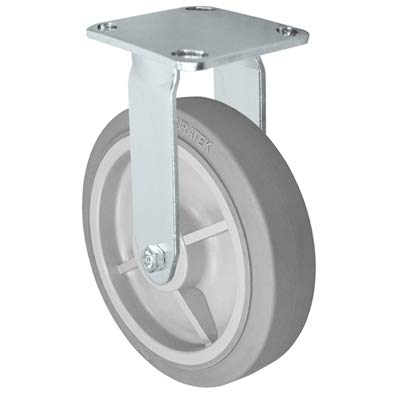 CasterHQ - 8" x 2" Stainless Rigid Caster - Thermo Plastic Rubber Wheel - 450 lbs Cap