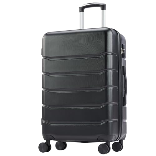 DUMOS Hardside Suitcases with Spinner Wheels, Black, 28IN