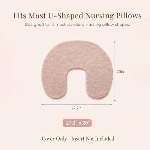 Image of Konssy 2-Pack Muslin Nursing Pillow Covers, Taupe Soft Slipcover for Baby