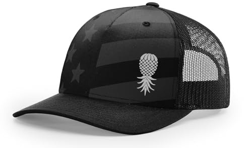 Image of Trenz Shirt Company Men's Upside Down Pineapple Embroidered Mesh Back Trucker Hat Baseball Cap