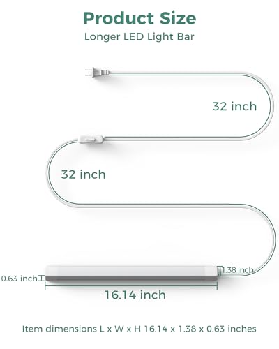 Image of ASOKO 16 inch Under Cabinet LED Lights Plug in Workbench Light 700LM 2700K