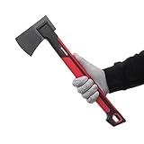 INTERTOOL Long Hatchet Camping Axe for Wood Chopping and Kindling - 18' Ax Tool for Splitting Firewood & Outdoor Survival, Gardening, Hiking with Shock Absorbing Anti-Slip Handle & Sheath - HT08-0292