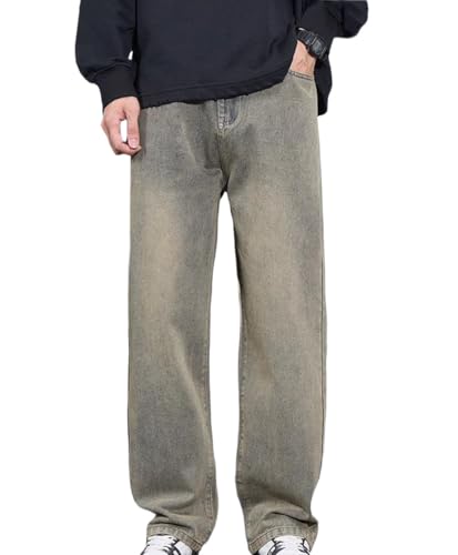 Men Wide Leg Jeans Korean Style Fashion Straight Trousers Spring Casual Baggy Denim Pants Streetwear